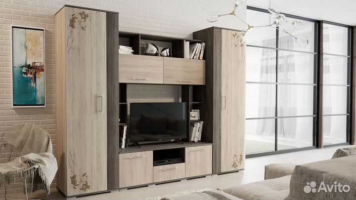 Стенка «Белла» исп. 2 Дуб Сонома трюфель/Дуб Соном