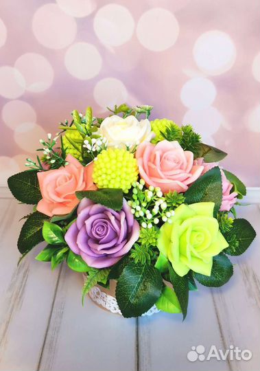 Подарок Букет цветов из мыла ручной работы