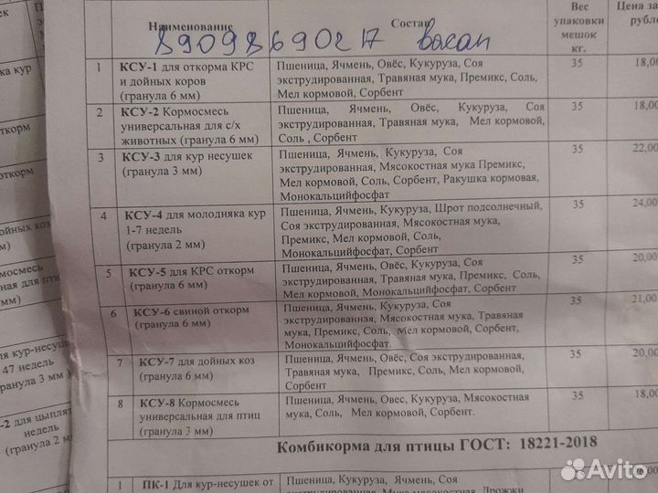 Корма,кормосмеси