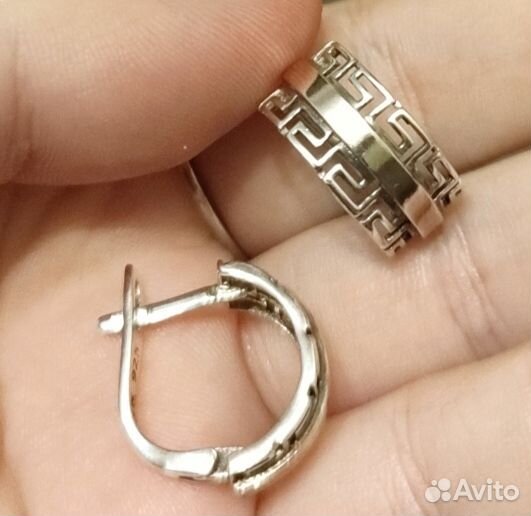 Серебряный набор серьги и кольцо