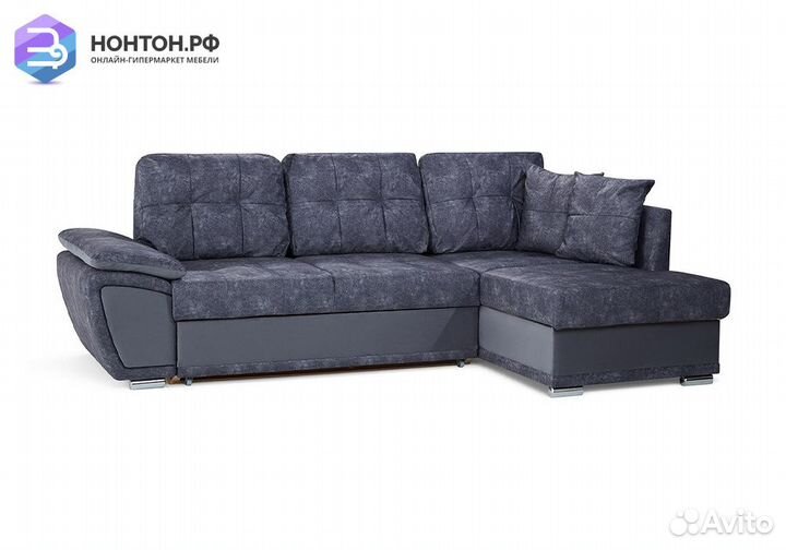 Диван угловой дельфин Риттэр графит / серый