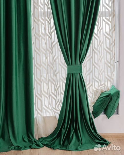 Комплект штор бархат Беллиссимо Изумруд