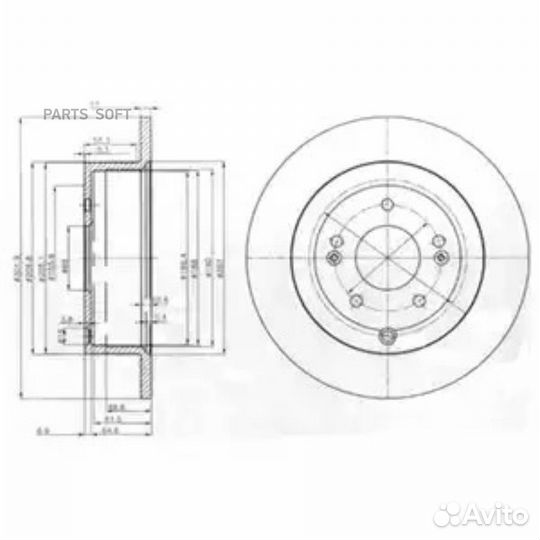 Delphi BG4136 Диск торм. зад.302x11 5 отв
