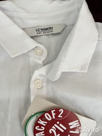Рубашка белая с длинным рукавом 134-140