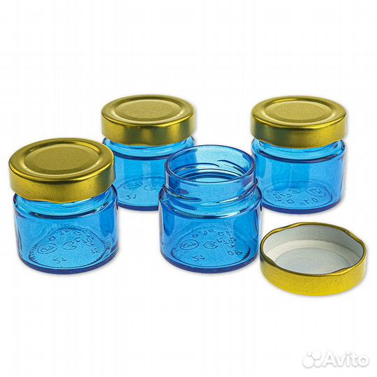 4 шт. Баночка для свечей 100 мл. (D58, синяя) с кр