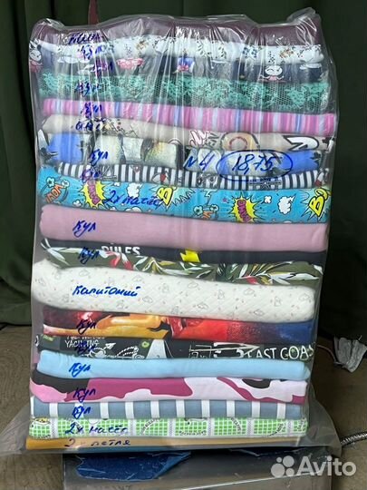 Лоскут трикотажа и других тканей, пачки, ролики