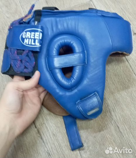 Шлем для кикбоксинга Green Hill (синий, кожа)