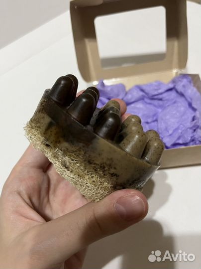 Массажное мыло с люфой и кофейным скрабом 2