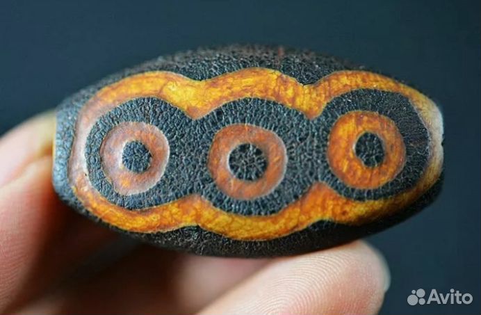 Бусина Дзи 6-глаз из агата кракле