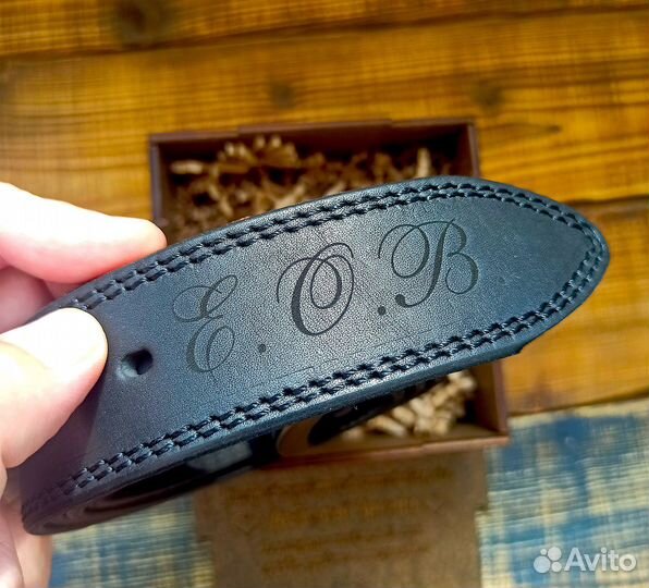 Ремень с гравировкой. Натуральная кожа