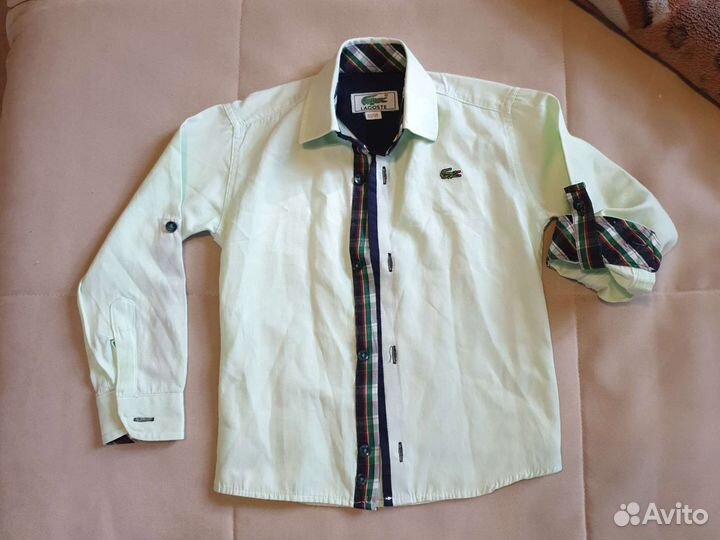 Рубашка lacoste бледно-зелёная на 2-3 года