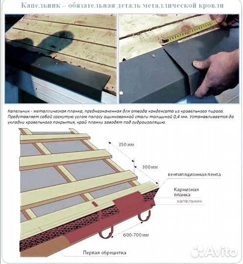 Капельник отлив кровли доборные планки