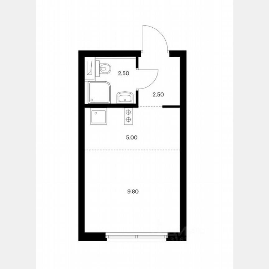 Квартира-студия, 19,8 м², 22/33 эт.