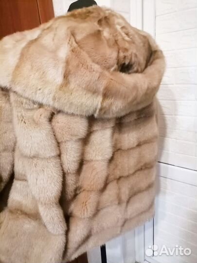 Шуба норковая с капюшоном поперечка 52