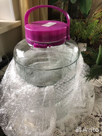 Стеклянная банка с крышкой 16л с гидрозатвором