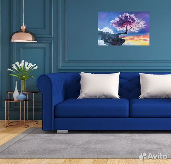 Картина маслом цветущее дерево Сакура