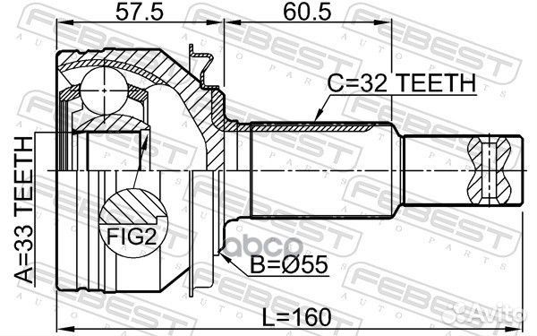 Шрус наружный 33X55X32 '0210-L33 Febest