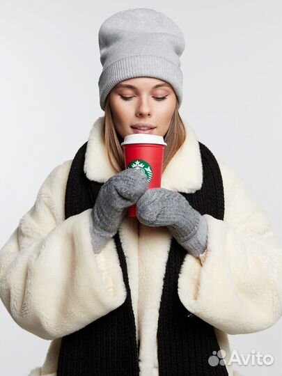 Двойная теплая шапка мелкой вязки Шапки Оптом