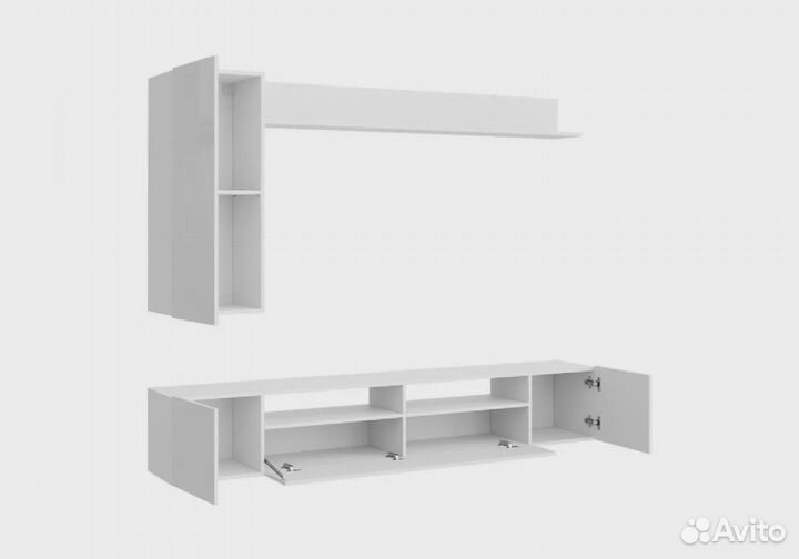 Стенка Соло-16 белый / белый глянец