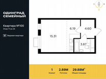 1-к. квартира, 29,9 м², 11/24 эт.