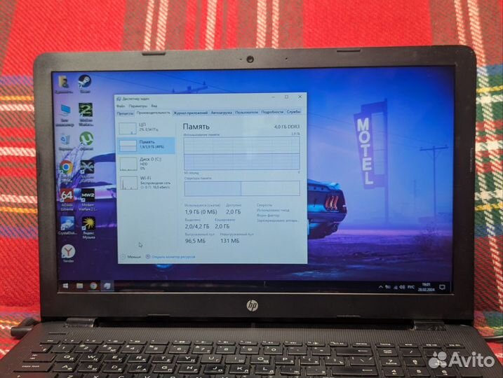 Офисный Ноутбук HP 15 4 ядра/ 4gb