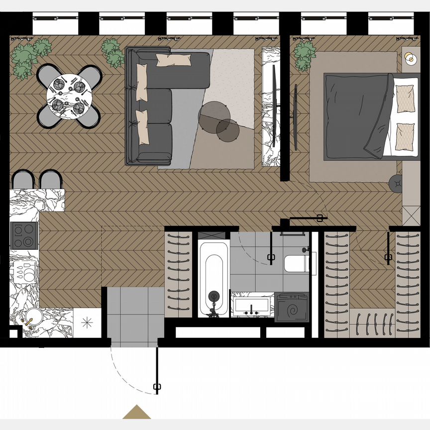 1-к. апартаменты, 54,9 м², 23/23 эт.