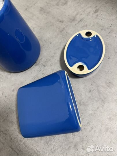 Набор для ванной и туалета керамика мыльница синий