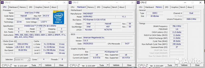 Комплект i7 4790 + материнская плата h97 + DDR3