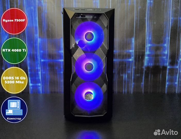 Сборка пк для 2к AMD7500F-RTX4060Ti-16DDR5-MZF-A620