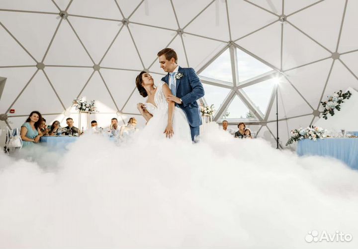 Тяжёлый дым на свадьбу, фонтаны, конфетти
