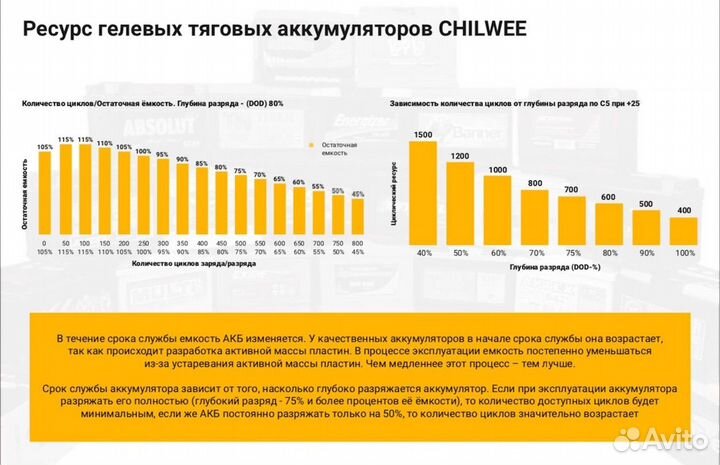 Аккумулятор 12V тяговый 6-DZM-12 GEL chilwee 12Ah