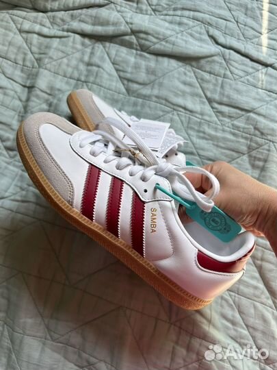 Кеды adidas samba OG white and burgundi женские