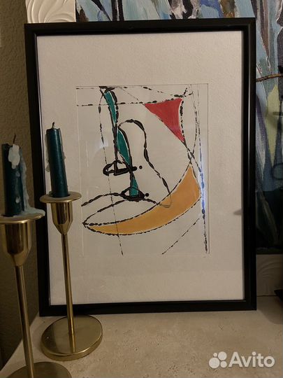 Интерьерная картина графика смешанная техника