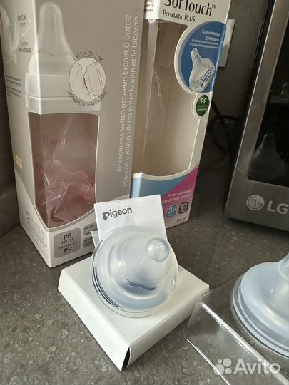 Соски pigeon 3+, бутылочки стекло 160 мл