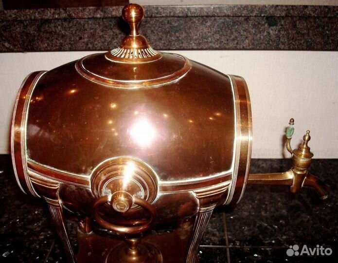 Самовар медно-латунный бочка, гиревой, редчайший