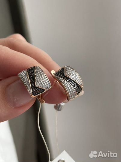 Серьги серебро 925 с фианитами