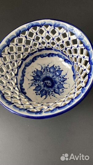 Ваза фруктовница Гжель авторская работа