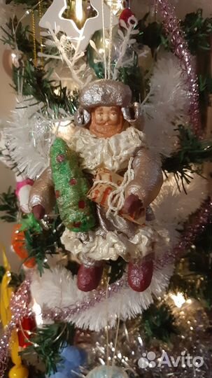 Дедушка с ёлочкой (ватная игрушка)