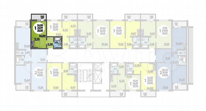 Квартира-студия, 25,1 м², 9/18 эт.