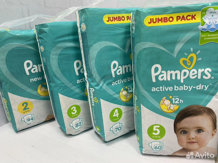 Подгузники Pampers active baby dry 2,3,4,5