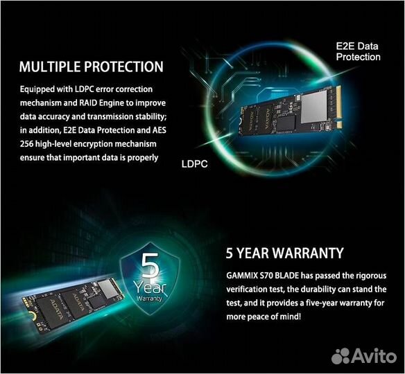 SSD adata XPG gammix S70 blade 2Tb новый