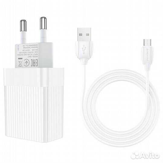 Сзу borofone BA-47AQC3.0 18W+microUSB 2.1A White