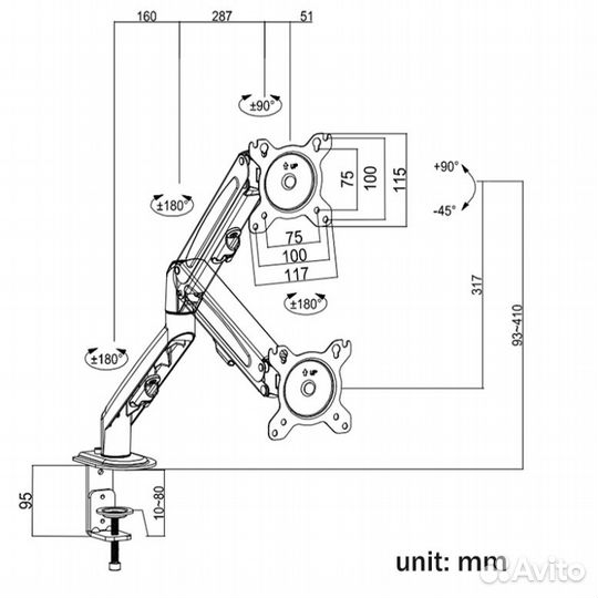 Штатив для монитора с газлифтом