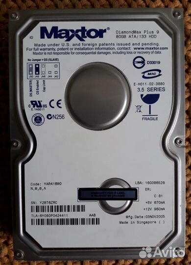 Жесткий диск maxtor 80Gb