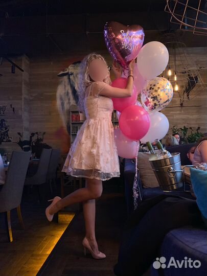 Нежное пышное платье розовое