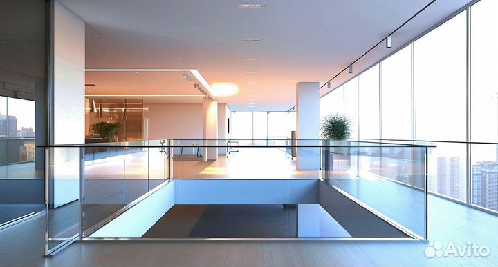 Стеклянное ограждение лестницы