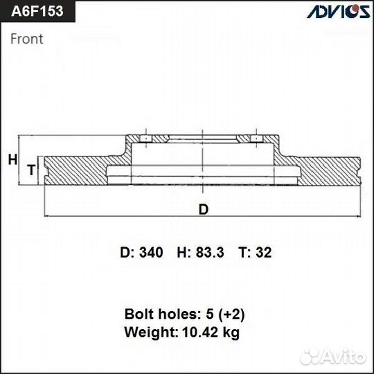 Диск тормозной пер. advics арт. A6F153B A6F153B