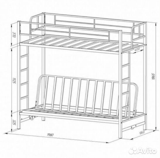 Двухъярусная кровать с диваном