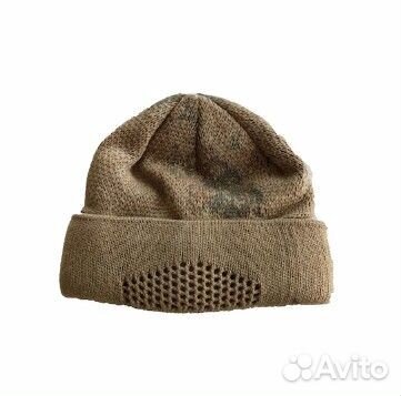 Шапка-балаклава вязаная с сеткой, цвет олива