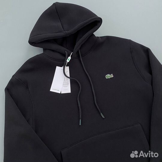 Худи lacoste черное с начесом